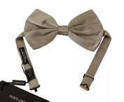 Silver Gray 100% Silk Adjustable Neck Bow Tie