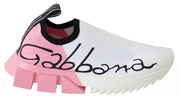Dolce & Gabbana Pink White Logo Sorrento Sneakers Shoes