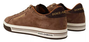 Brown Suede Logo Low Top Sneakers Men Shoes