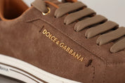 Brown Suede Logo Low Top Sneakers Men Shoes