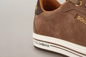 Brown Suede Logo Low Top Sneakers Men Shoes