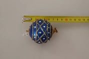 Gold Brass Blue Christmas Ball Crystal Hook Jewelry Earrings