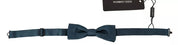 Blue 100% Silk Adjustable Neck Bow Tie Mens