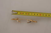 Gold Plated 925 Sterling Silver Crystal Collar Stop Brooch