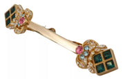 Gold Plated 925 Sterling Silver Crystal Collar Stop Brooch