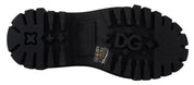 Dolce & Gabbana Black Leather Trekking Derby Embellished Shoes Dolce & Gabbana