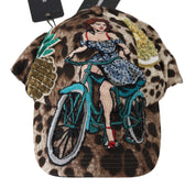 Dolce & Gabbana Brown Leopard Sequin Sicily Applique Baseball Hat Dolce & Gabbana