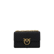 PINKO Black Calf Leather Bos Taurus Shoulder Bag