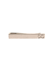 Silver Tone Brass Logo Branded Tie Clip Bar