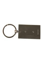 Black Leather Logo Metal Ring Keychain Keyring