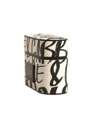 Black White Leather Scribble Embossed Logo Airpods Case