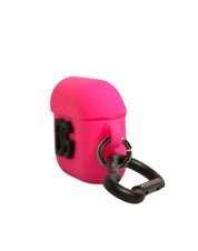 Pink Silicone Rubber Logo Embossed Airpods Case