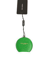 Green Calfskin Leather Round Logo Hand Mirror Holder