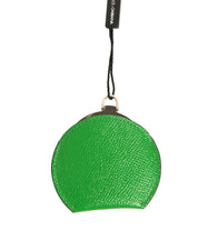 Green Calfskin Leather Round Logo Hand Mirror Holder