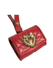 Black Leather Devotion Heart Strap Airpod Case