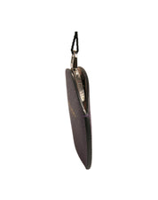 Purple Calfskin Leather Round Logo Hand Mirror Holder