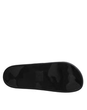 Black Divers Leather Flats Slides Sandals Beachwear Shoes