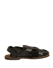 Dolce & Gabbana Green Gazelle Hair Leather Flats Sandals Shoes Dolce & Gabbana