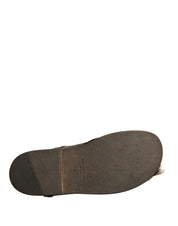Green Gazelle Hair Leather Flats Sandals Shoes