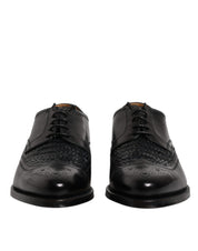 Dolce & Gabbana Black Leather Derby Wingtip Lace Up Formal Dress Shoes Dolce & Gabbana