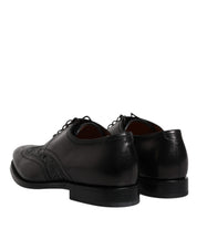 Dolce & Gabbana Black Leather Derby Wingtip Lace Up Formal Dress Shoes Dolce & Gabbana