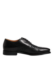 Dolce & Gabbana Black Leather Derby Wingtip Lace Up Formal Dress Shoes Dolce & Gabbana