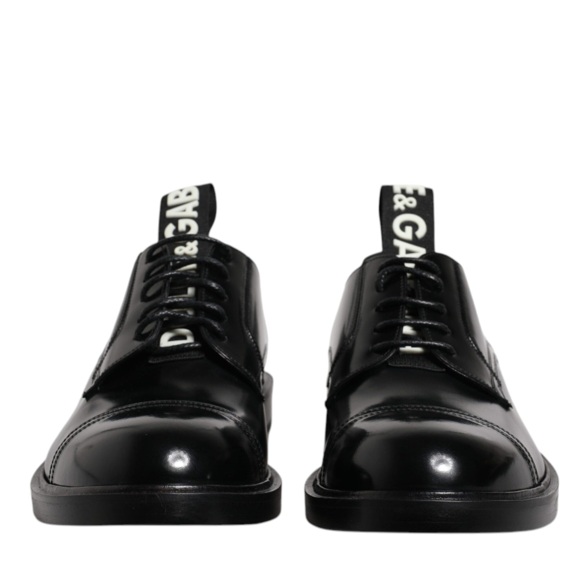 Dolce & Gabbana Black Patent Leather Derby Lace Up Formal Dress Shoes Dolce & Gabbana