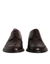Brown Leather Derby Wingtip Lace Up Formal Dress Shoes