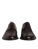 Brown Leather Derby Wingtip Lace Up Formal Dress Shoes