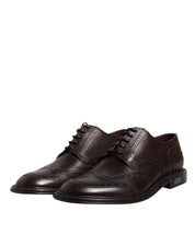 Brown Leather Derby Wingtip Lace Up Formal Dress Shoes