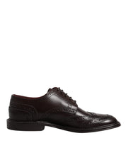Brown Leather Derby Wingtip Lace Up Formal Dress Shoes