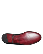 Black Velvet Floral Gun Loafers Dress Shoes