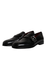 Dolce & Gabbana Black Exotic Leather DG Logo Loafers Formal Dress Shoes Dolce & Gabbana