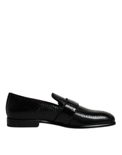 Dolce & Gabbana Black Exotic Leather DG Logo Loafers Formal Dress Shoes Dolce & Gabbana