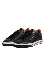 Dolce & Gabbana Black Leather Low Top Men Sneakers Shoes Dolce & Gabbana