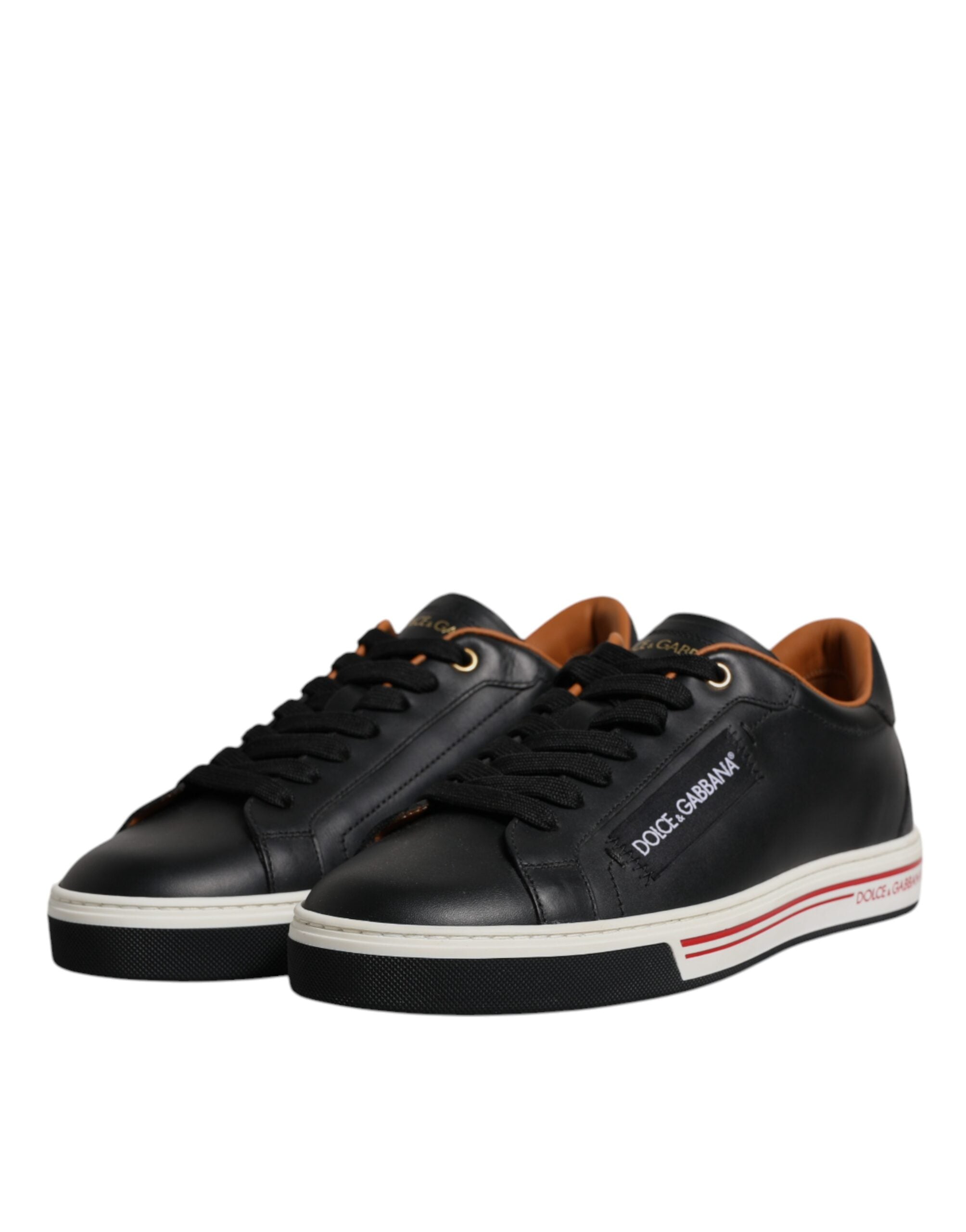 Dolce & Gabbana Black Leather Low Top Men Sneakers Shoes Dolce & Gabbana