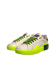 White Yellow Portofino Leather Sneakers Shoes