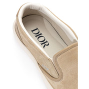 Beige Leather Slip-On Loafers