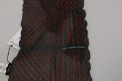 Black Red Viscose Foulard Branded Scarf