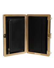 Black Leather Clutch Evening Crossbody Bag