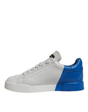 White Blue Logo Portofino Sneakers Shoes