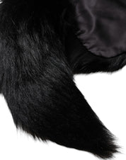 Dolce & Gabbana Black Fox Fur Neck Wrap Warmer Winter Scarf Dolce & Gabbana