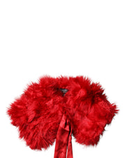 Red Alpaca Fur Women Neck Warmer Winter Scarf