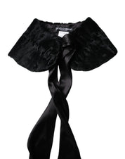 Black Lamb Fur Women Neck Warmer Winter Scarf