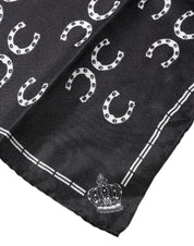 Black Horseshoe Silk Square Handkerchief Scarf