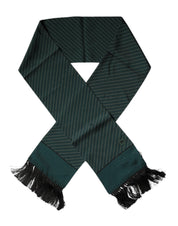Dolce & Gabbana Dark Green Fantasy Fringes Neck Wrap Scarf