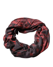 Black Red Floral Modal Wrap Shawl Scarf