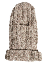 Beige Wool Knitted Ski Mask Balaclava Hat