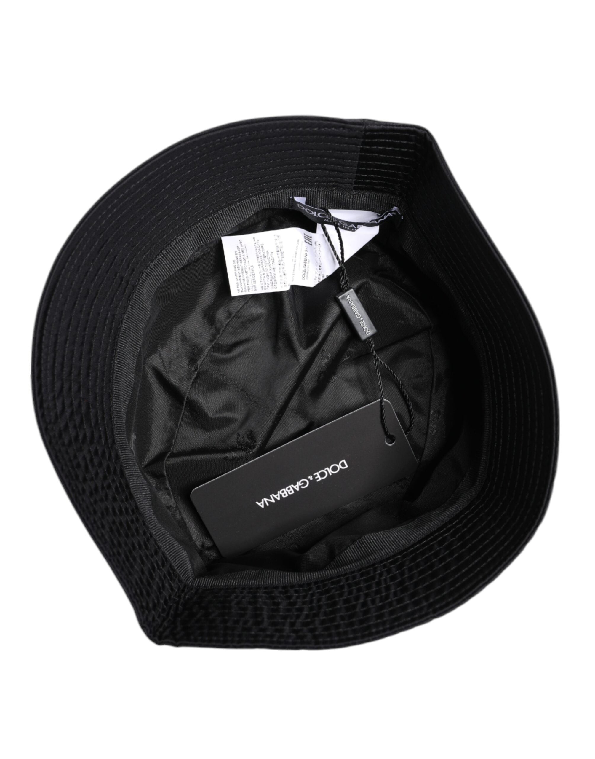 Dolce & Gabbana Black Cotton Wide Brim Bucket Hat Dolce & Gabbana