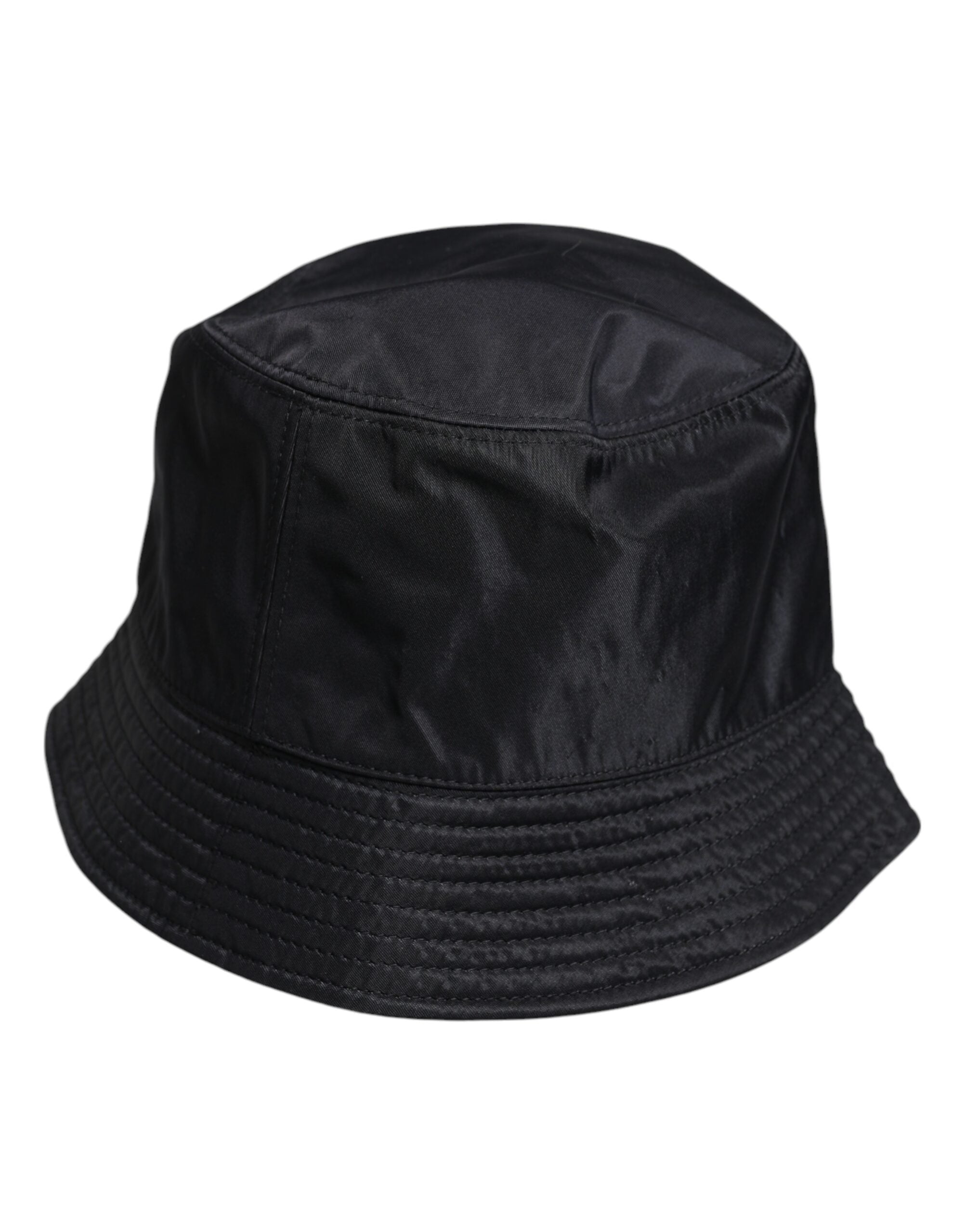 Dolce & Gabbana Black Cotton Wide Brim Bucket Hat Dolce & Gabbana